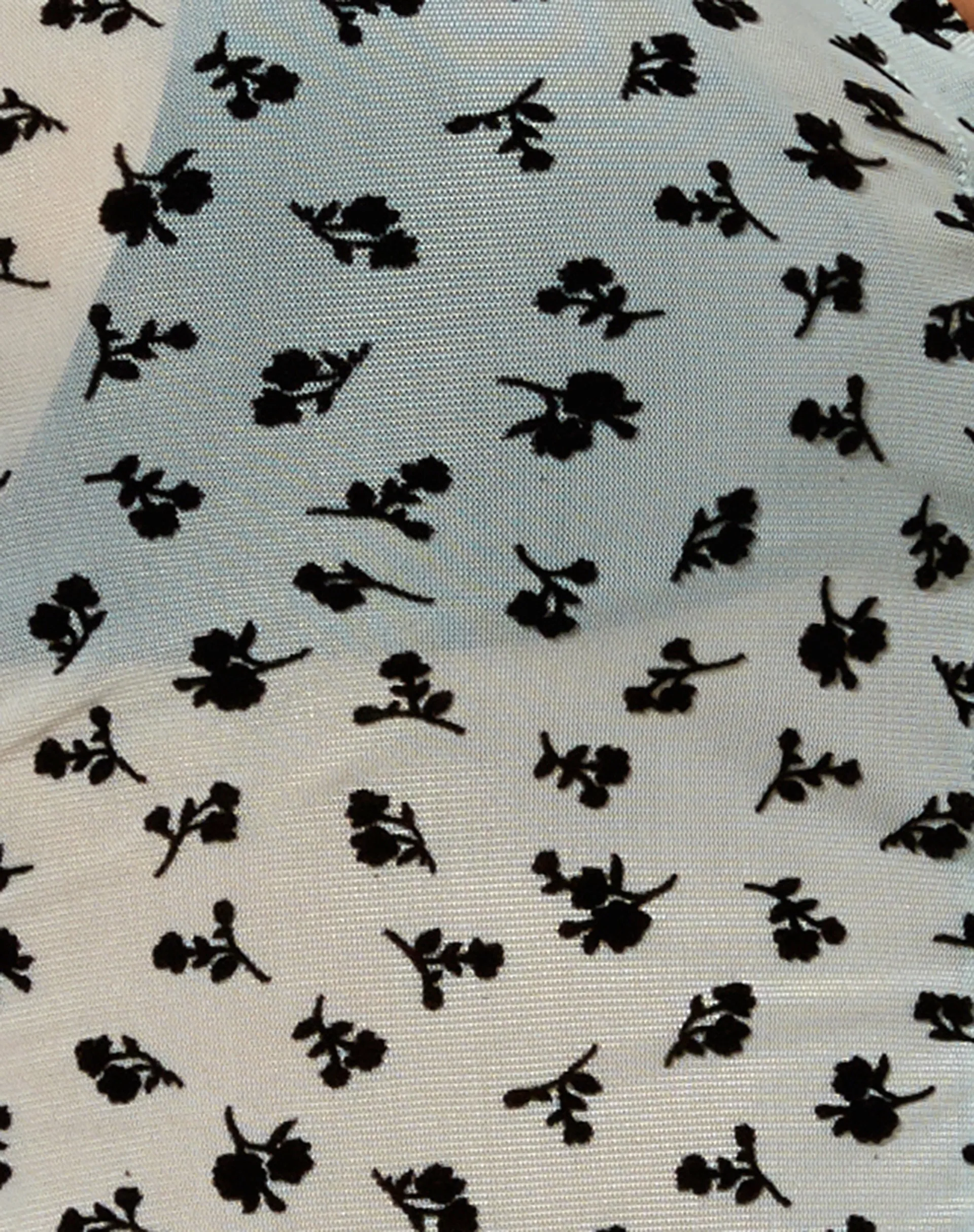Kella Shirt in Sage Flower Buds Black Flock