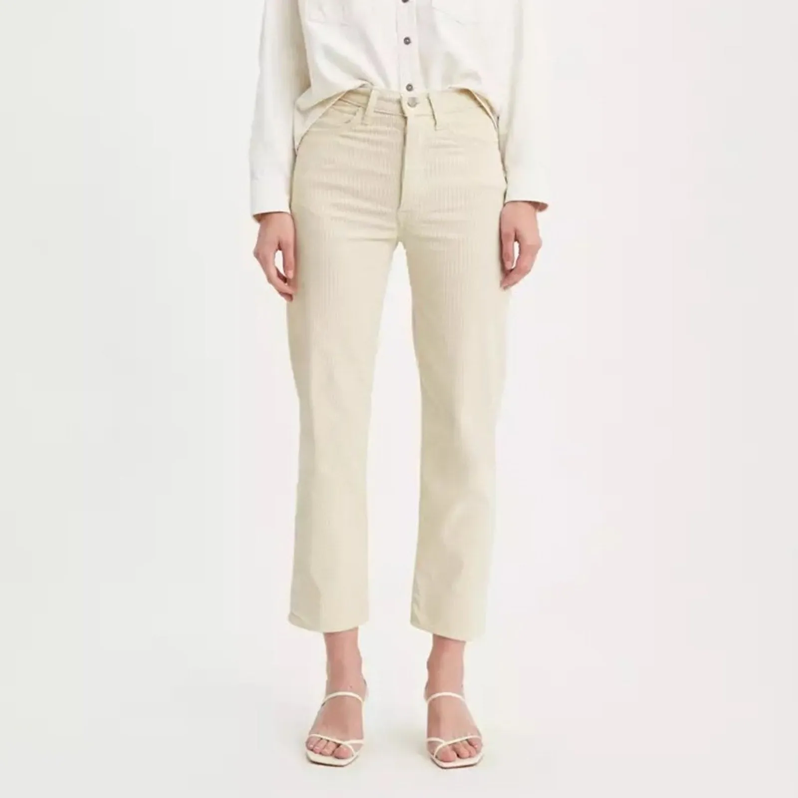 Levi’s Ribcage Straight Ankle Corduroy High Rise Cropped Pants (28)