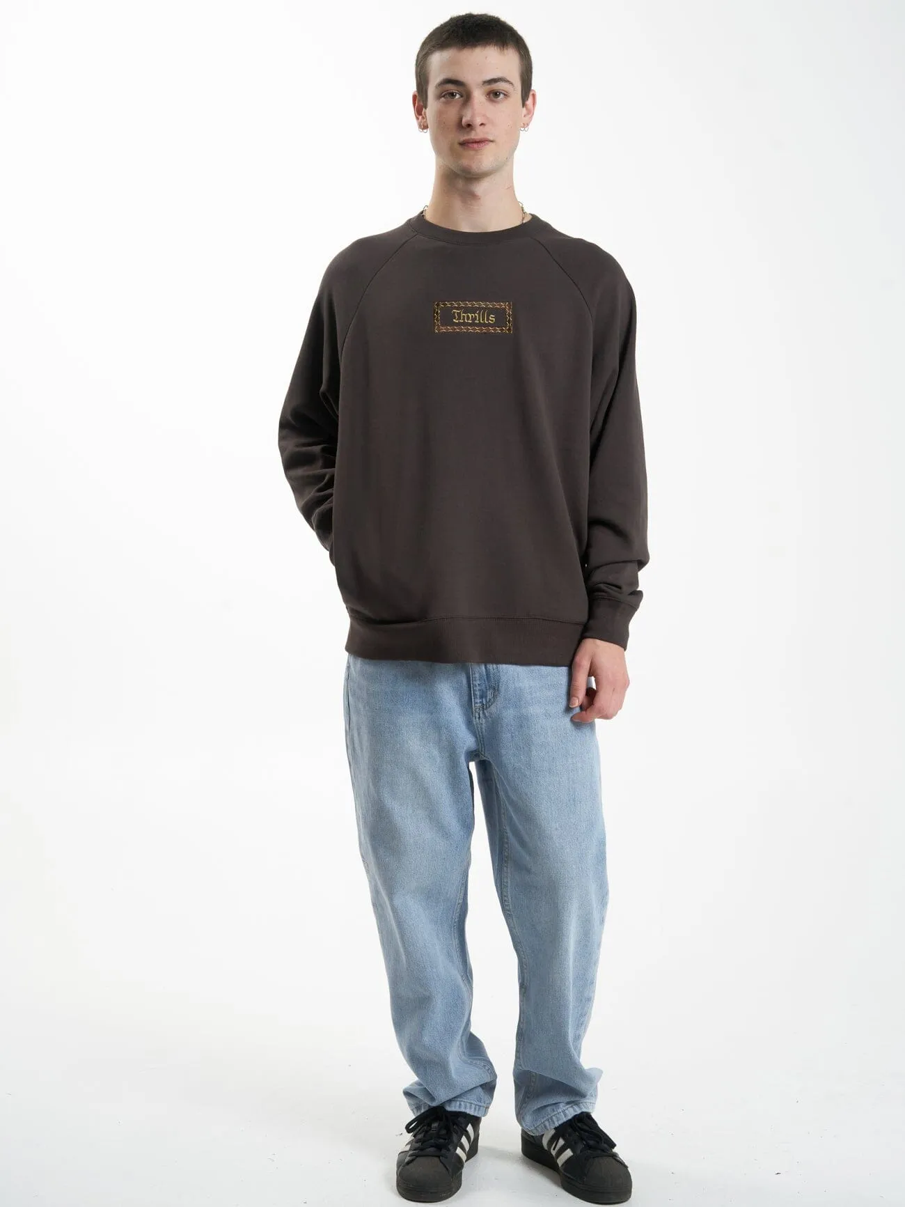 Linked Oversize Raglan Crew - Chocolate Plum