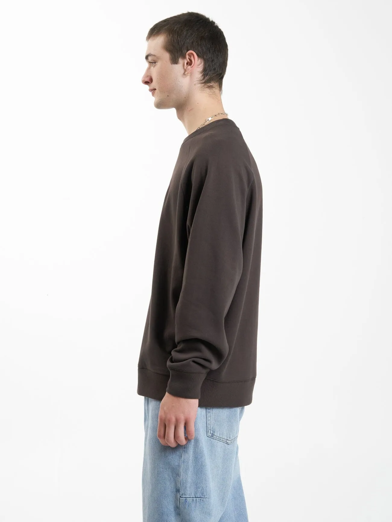 Linked Oversize Raglan Crew - Chocolate Plum