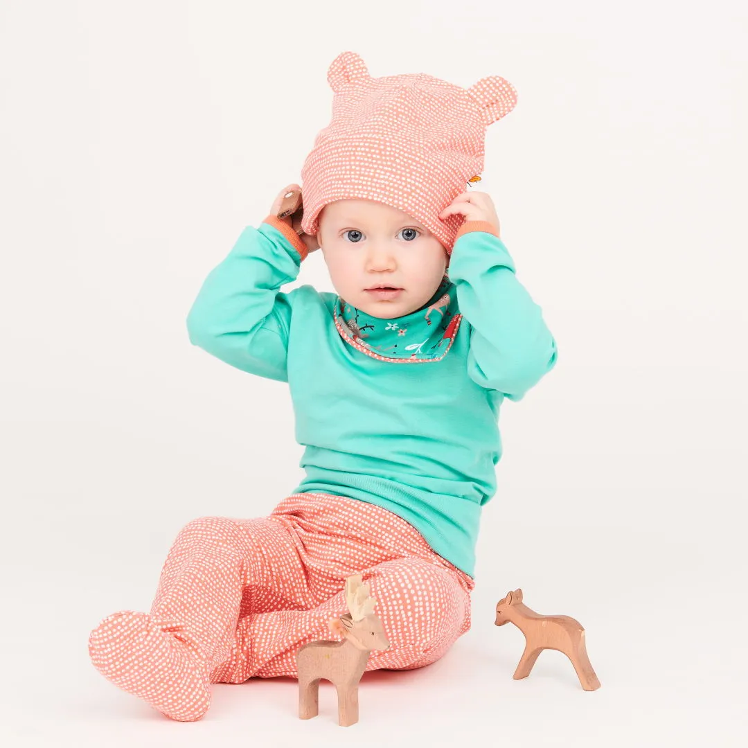 Long-sleeve baby body "Mint/Apricot"