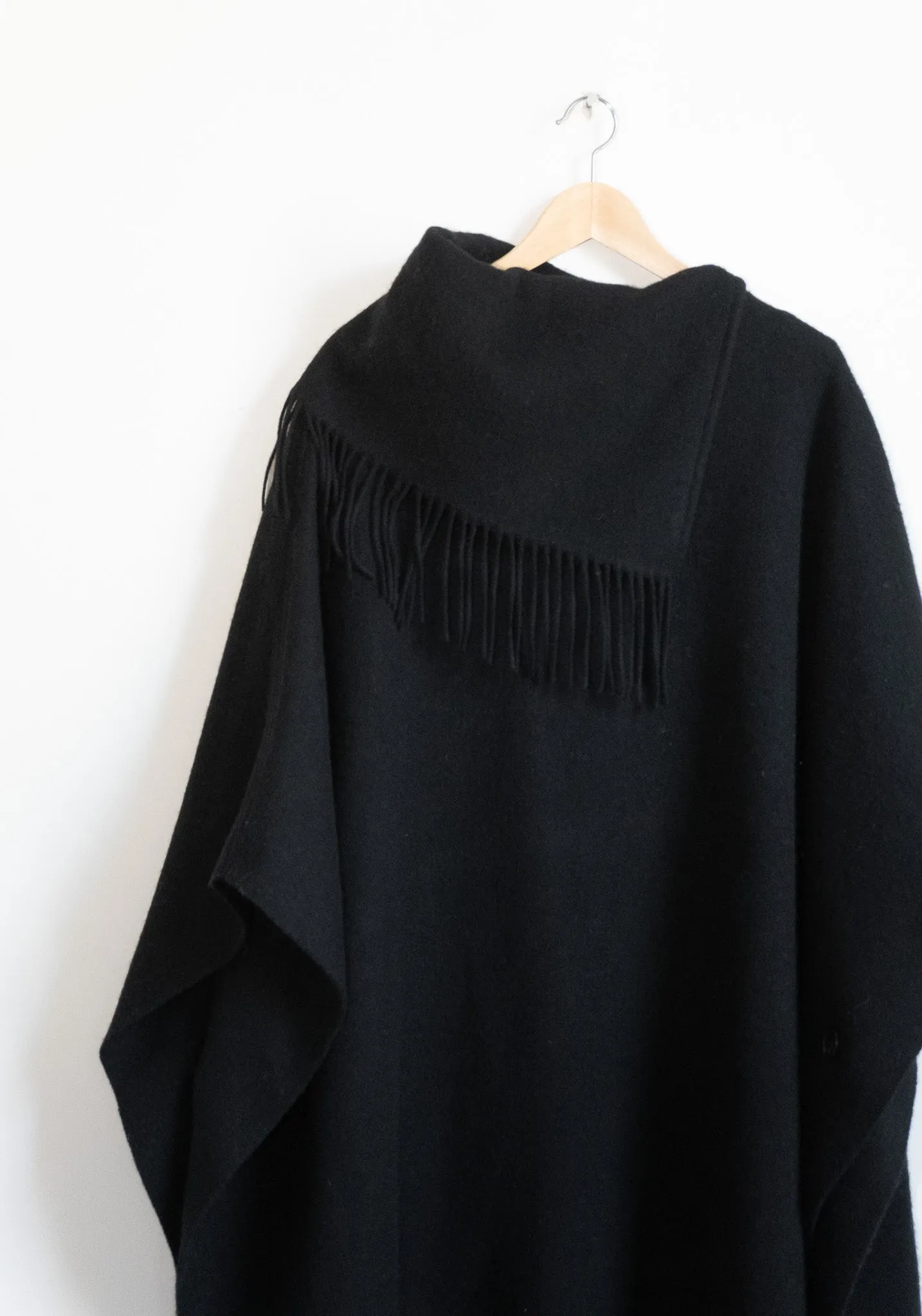 Long Turtlo Fringe Poncho in Black