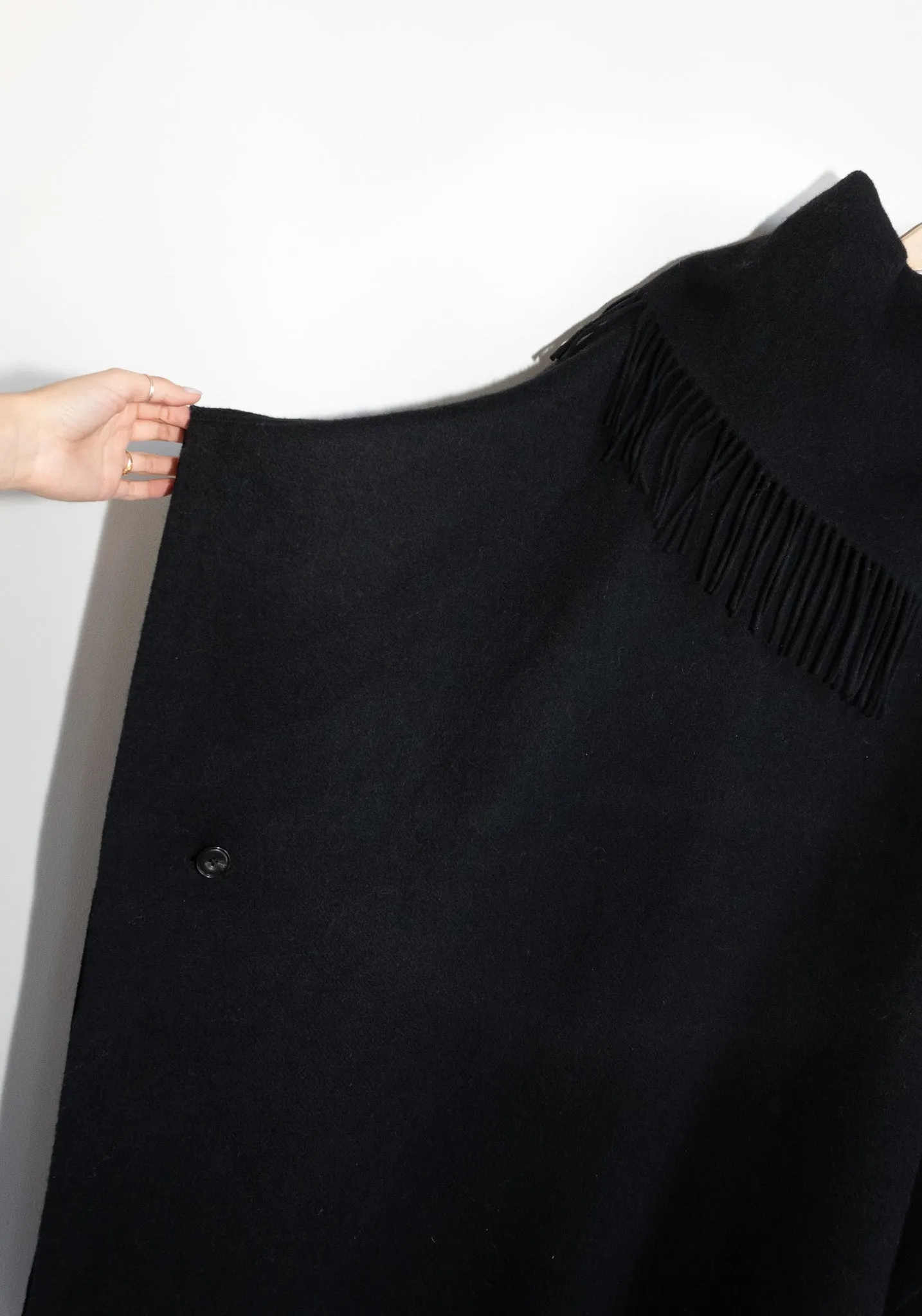 Long Turtlo Fringe Poncho in Black