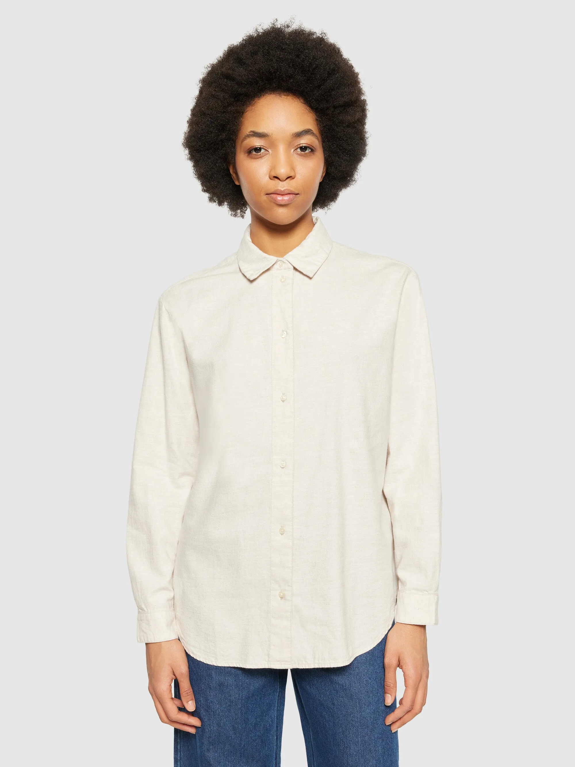 Loose flannel long sleeved shirt - Greige