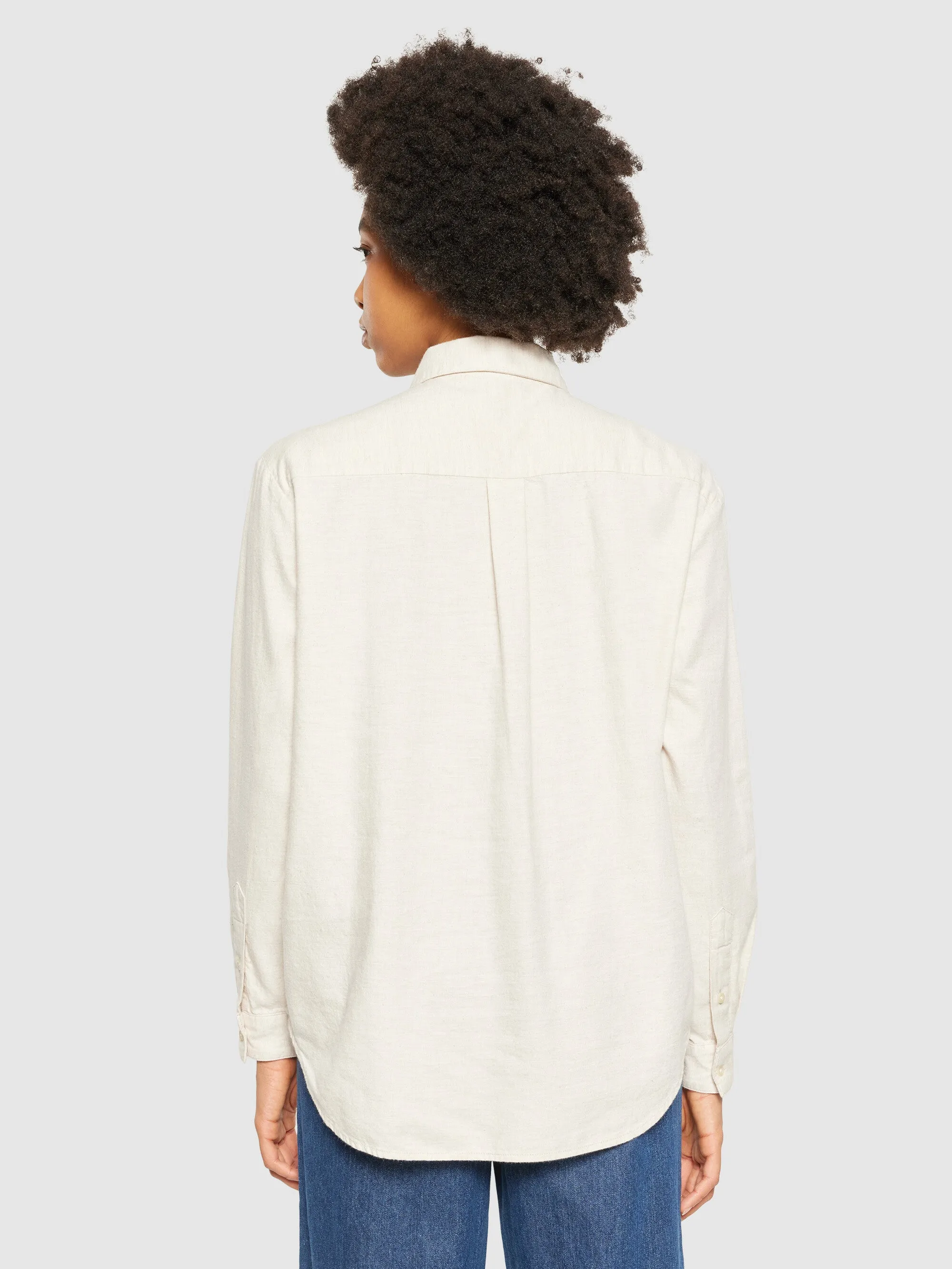 Loose flannel long sleeved shirt - Greige
