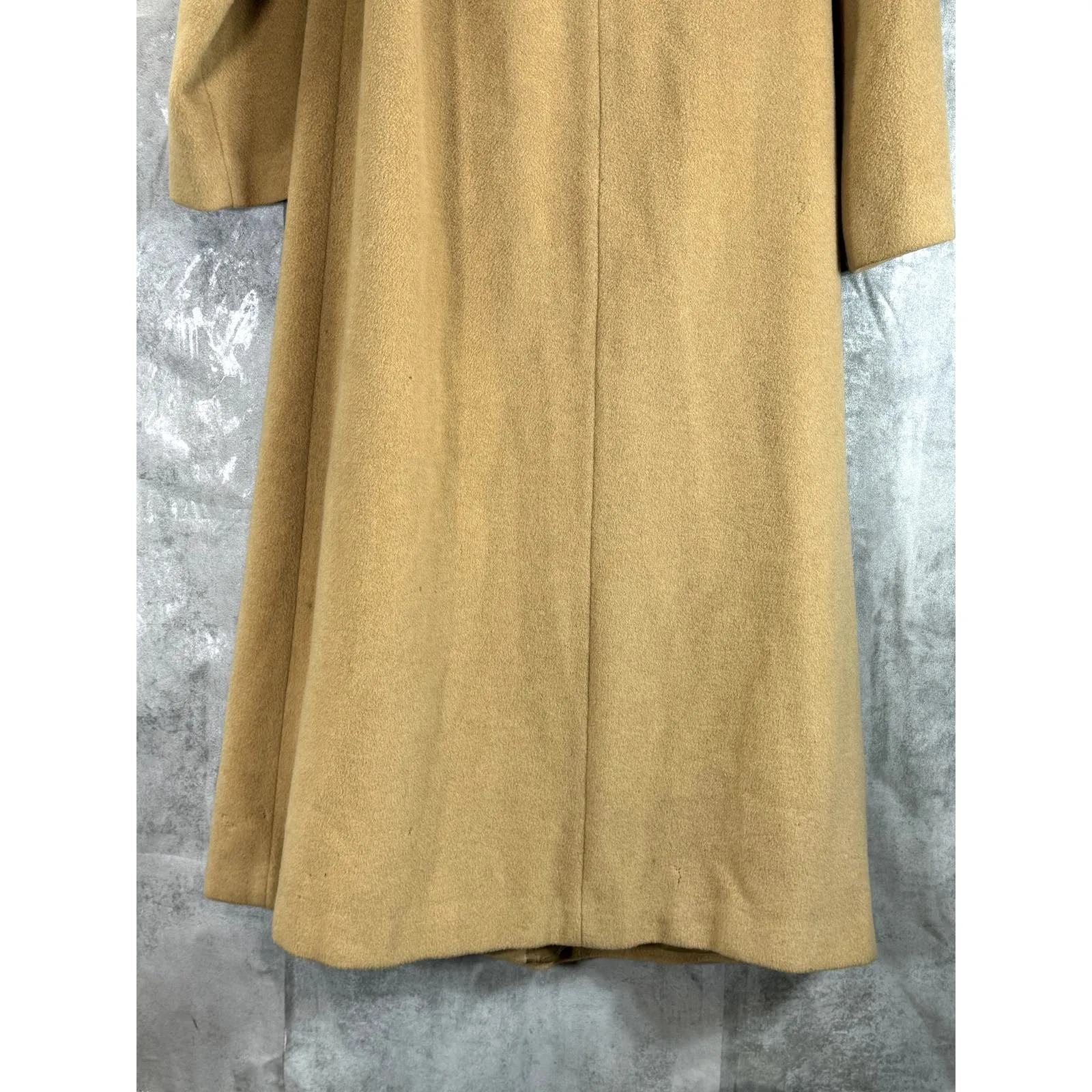 MARVIN RICHARDS Women's Tan Camel Hair Button-Up Trench Coat SZ 8