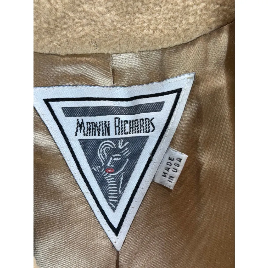 MARVIN RICHARDS Women's Tan Camel Hair Button-Up Trench Coat SZ 8