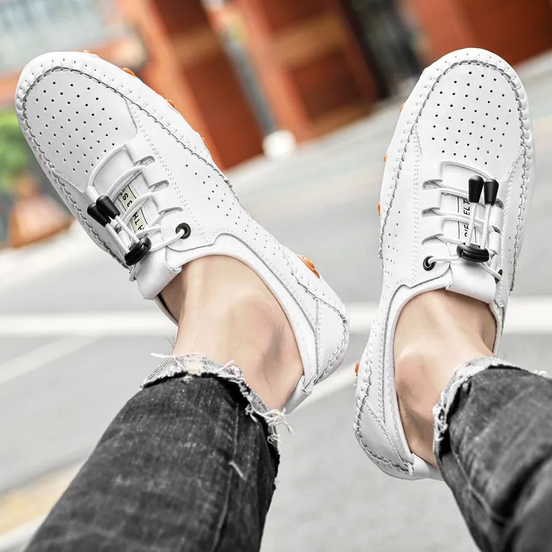Men's Spring/Autumn Handmade Casual Hollow Out Driving Sneakers/Loafers | Plus Size