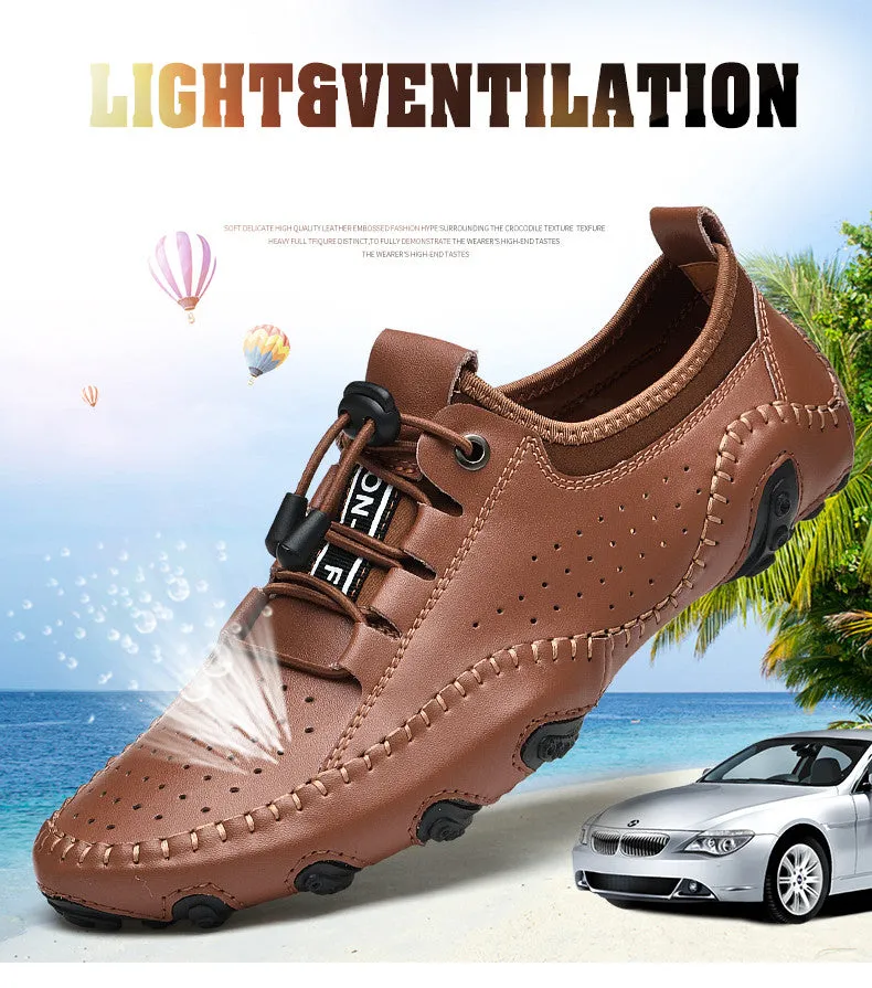 Men's Spring/Autumn Handmade Casual Hollow Out Driving Sneakers/Loafers | Plus Size