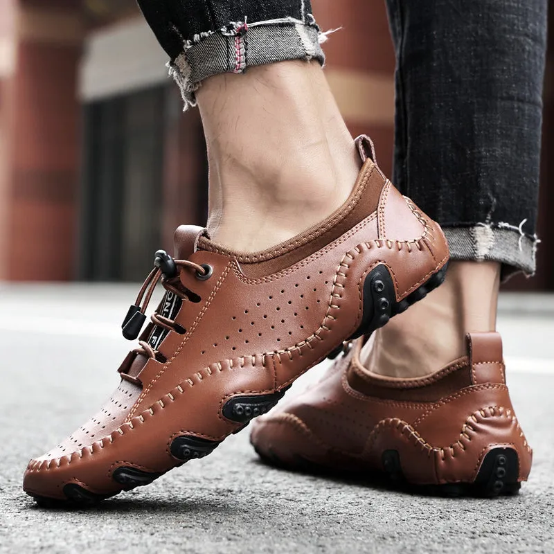 Men's Spring/Autumn Handmade Casual Hollow Out Driving Sneakers/Loafers | Plus Size