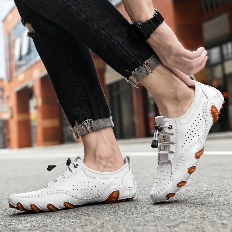 Men's Spring/Autumn Handmade Casual Hollow Out Driving Sneakers/Loafers | Plus Size