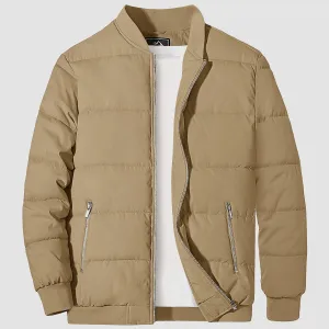 Men's Warm Quilted Bomber Puffer Jacket - Windproof Casual Outwear