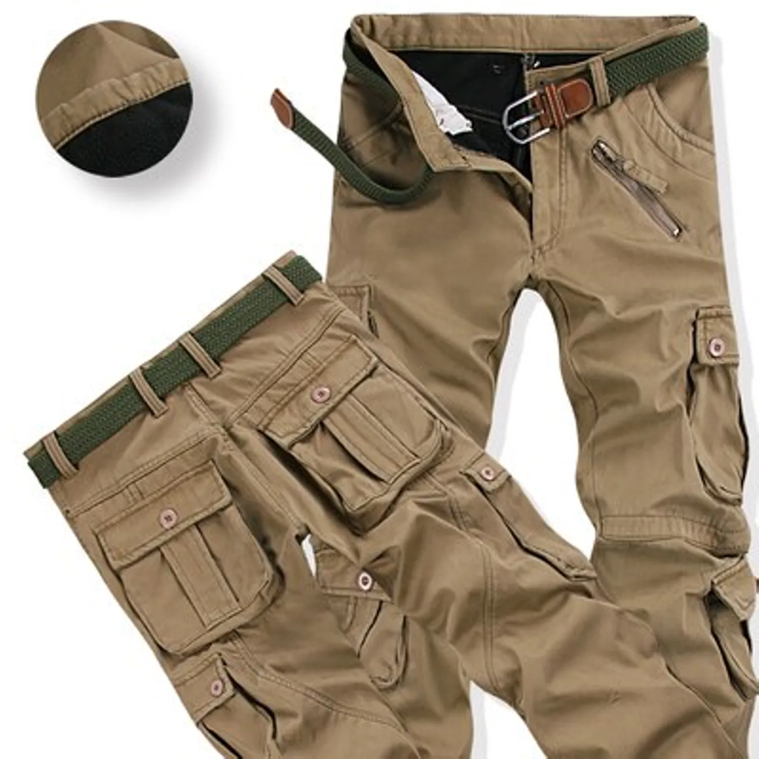 Men's Winter Thick Warm Fleece Cargo Pants | Plus Size