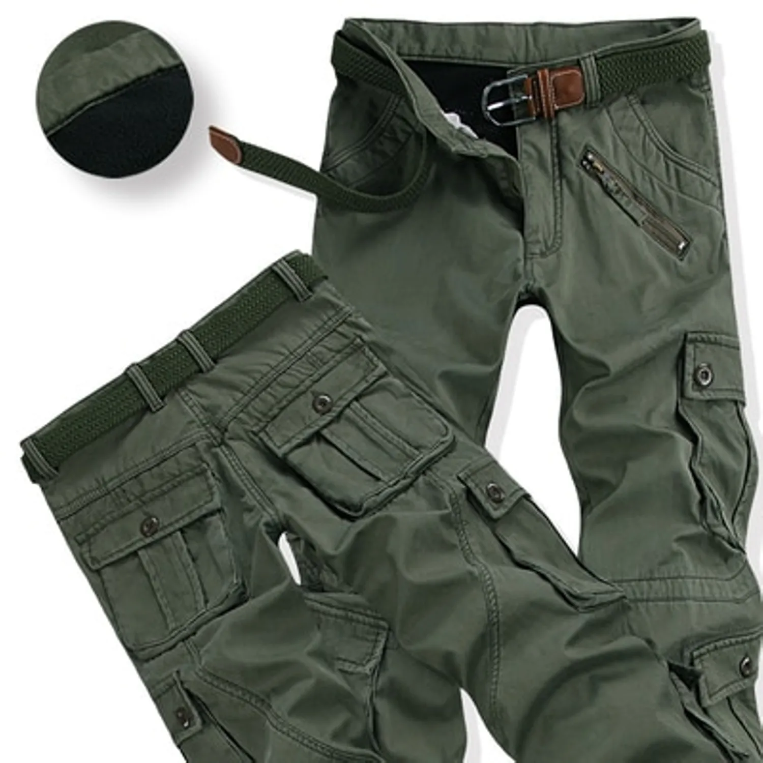Men's Winter Thick Warm Fleece Cargo Pants | Plus Size
