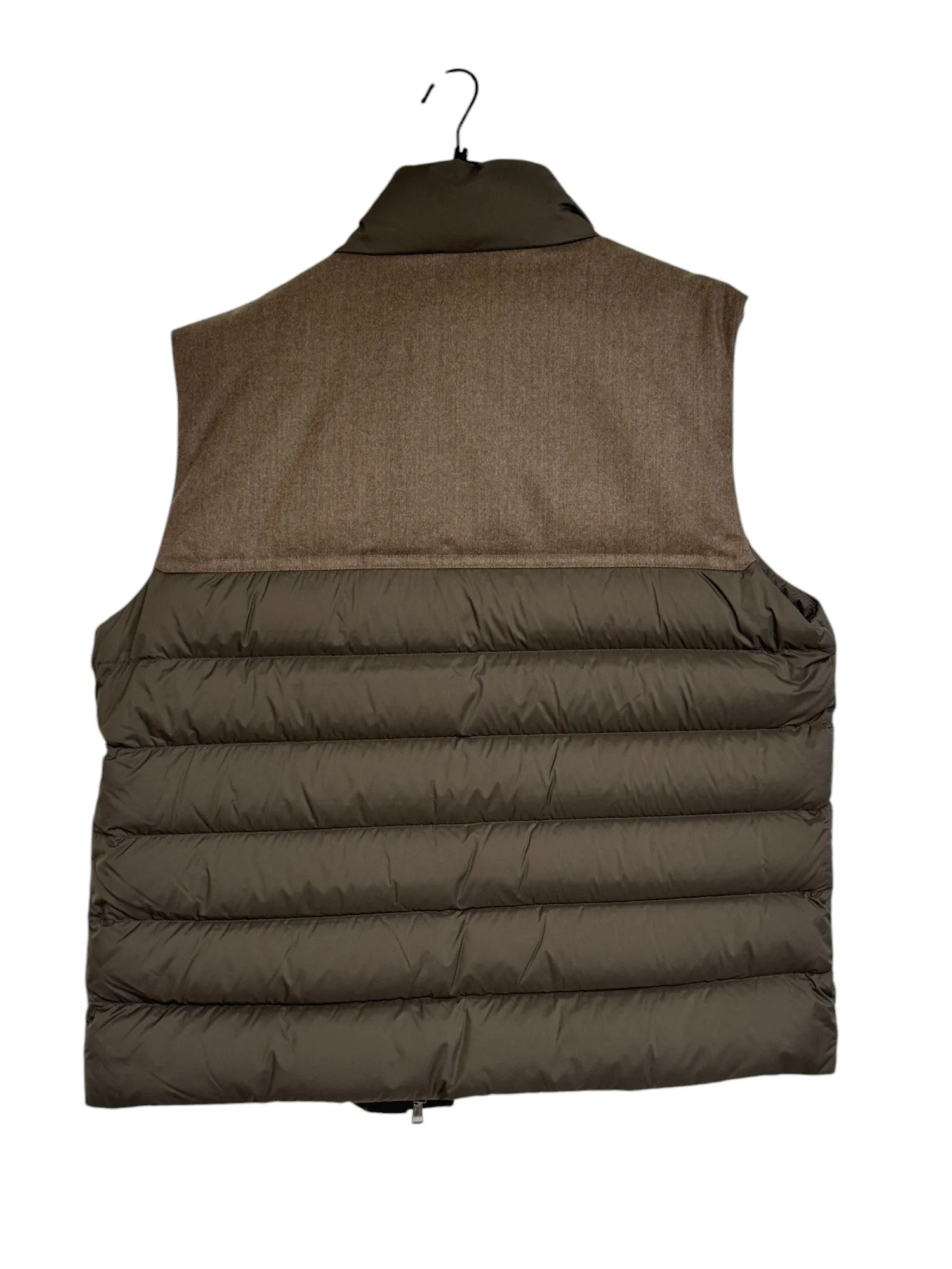 Moncler Mens Rance Panelled Quilted Shell Gilet Puffer Vest 5 / XXL Olive Brown