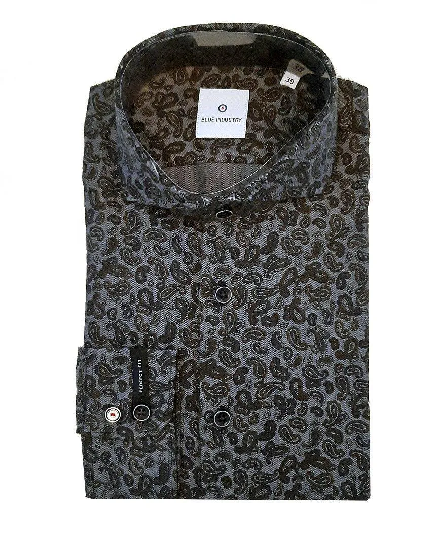 Navy Paisley Print Shirt