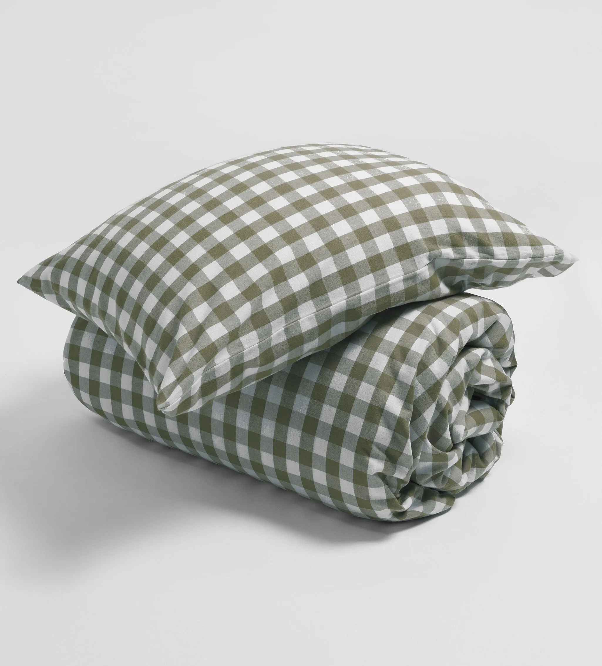 Olive Green Gilbert Gingham Brushed 100% Organic Cotton Pillowcase