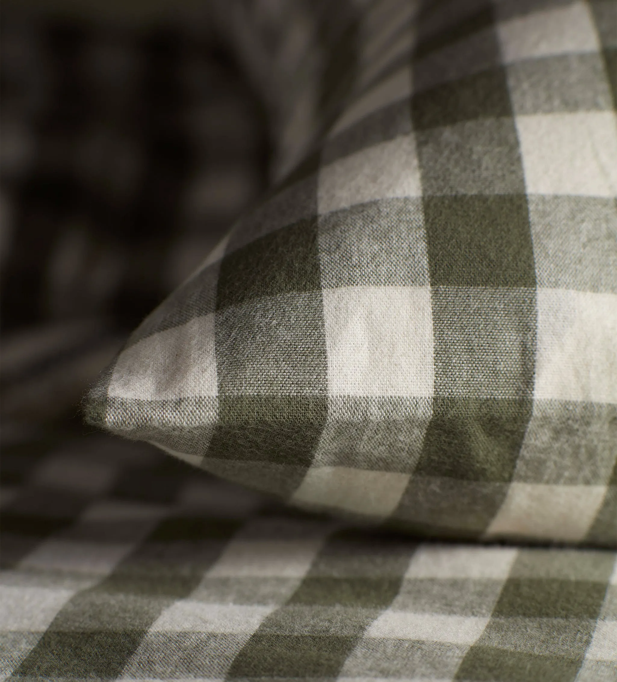 Olive Green Gilbert Gingham Brushed 100% Organic Cotton Pillowcase