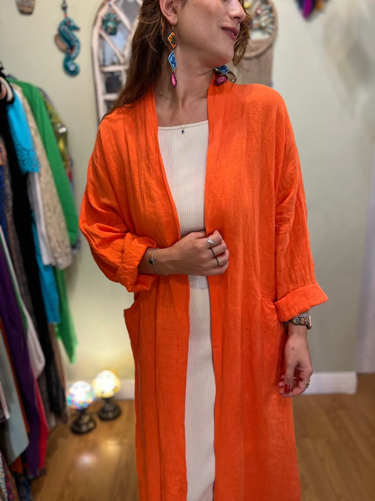 Orange  Linen Kaftan