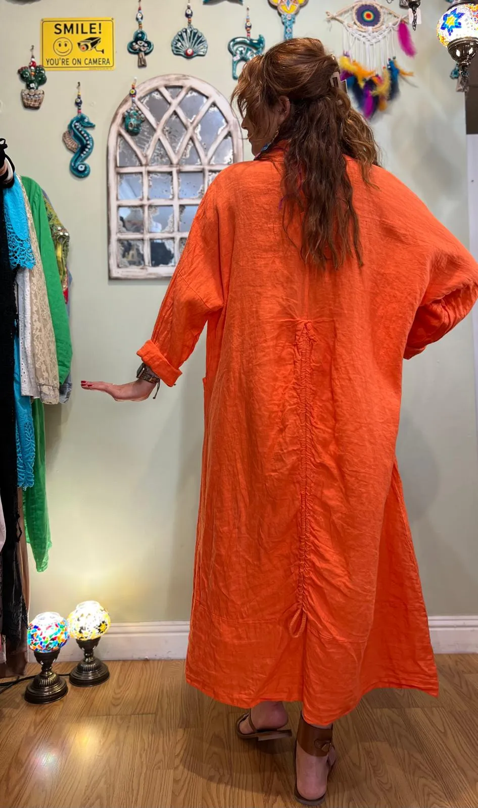 Orange  Linen Kaftan