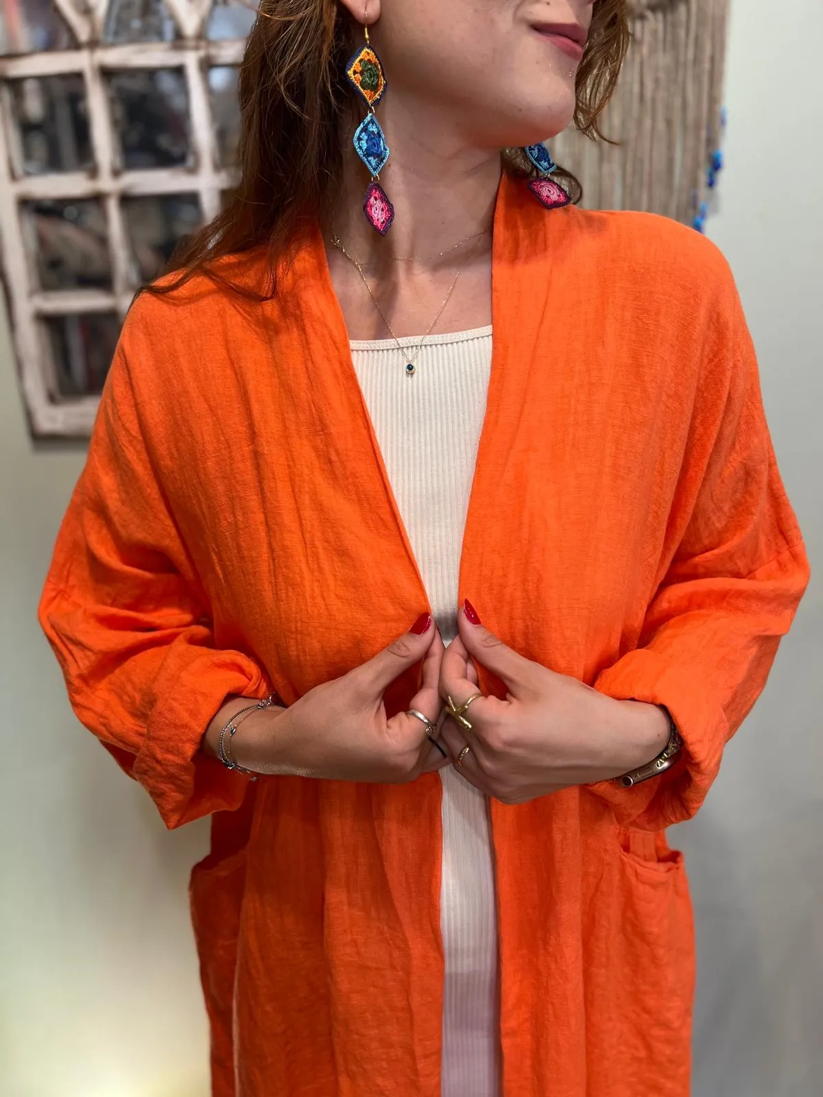 Orange  Linen Kaftan