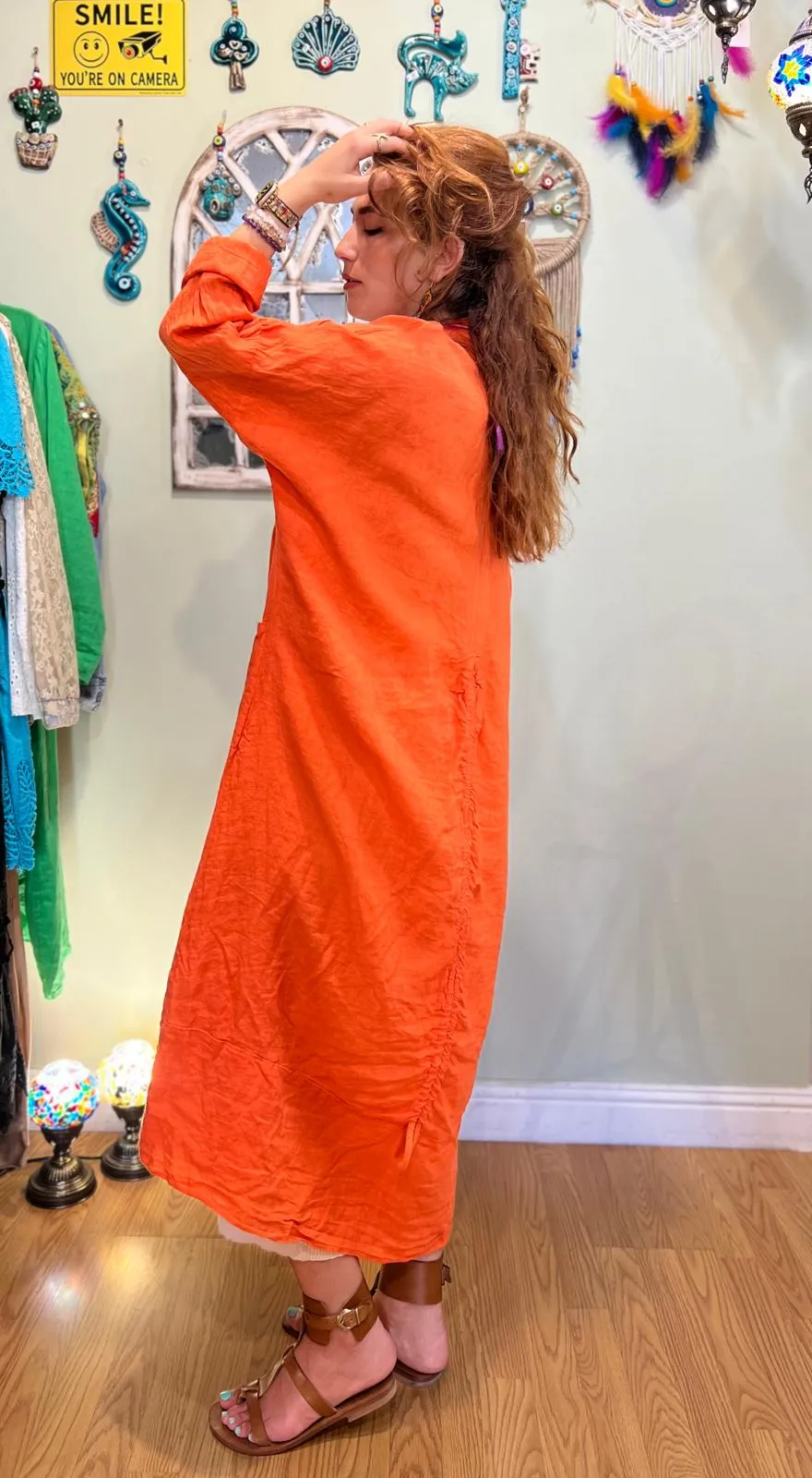 Orange  Linen Kaftan