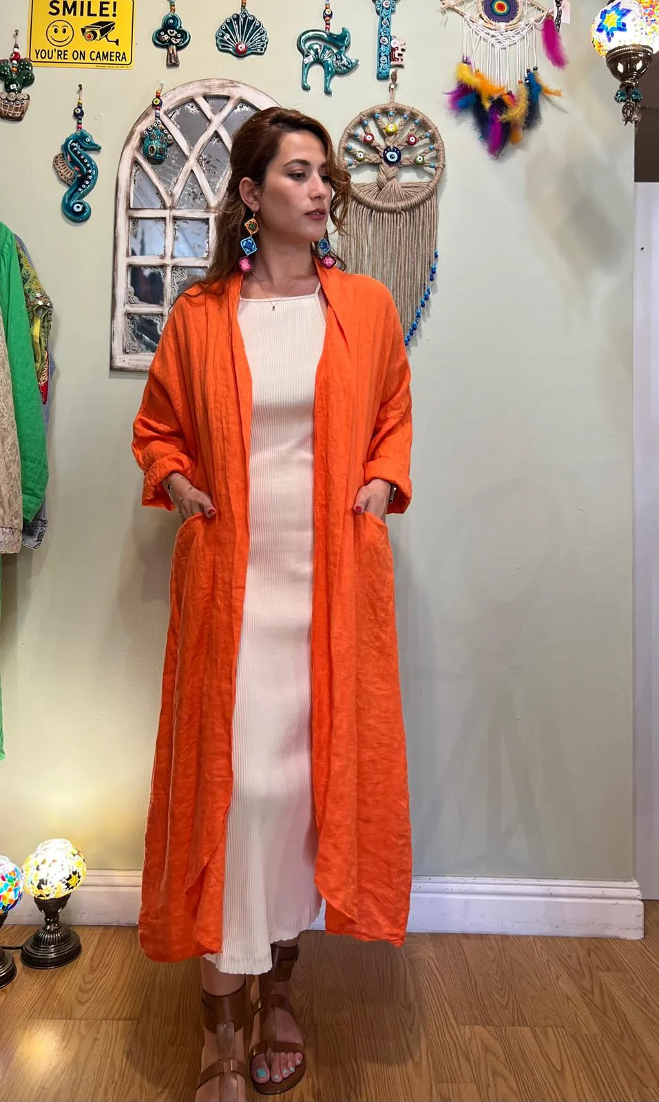 Orange  Linen Kaftan
