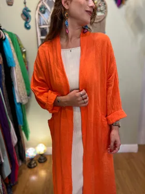 Orange  Linen Kaftan