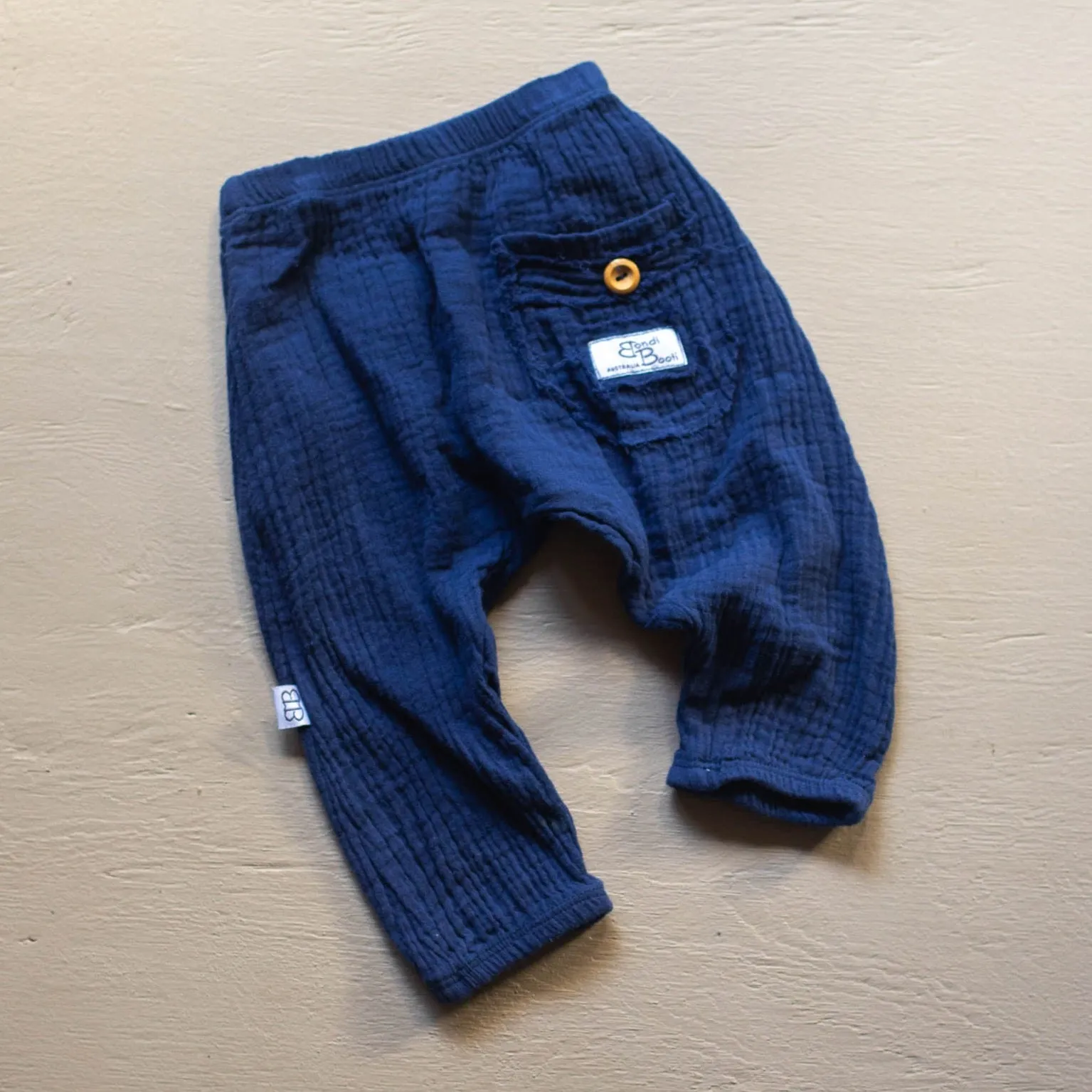 Organic Cotton Toddler Harem Pants - Navy