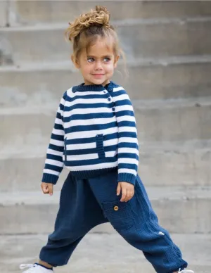 Organic Cotton Toddler Harem Pants - Navy