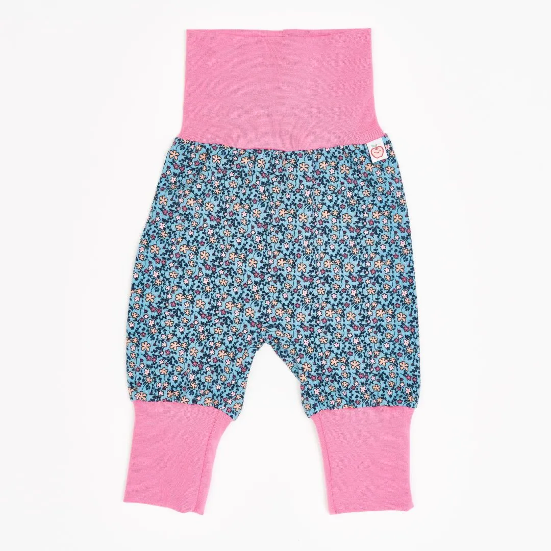 Organic rib pants "Missy Flower" - 95% organic cotton, 5% elastane