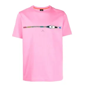PAUL SMITH Tshirt SS Reg Fit Zip - Bubblegum/Raspberry