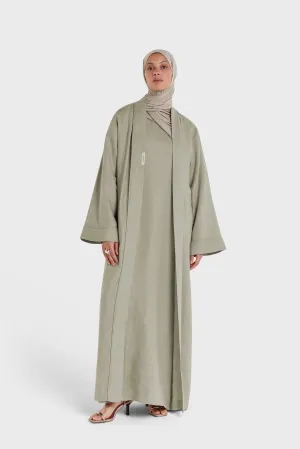 Plain Linen Abaya | Light Sage