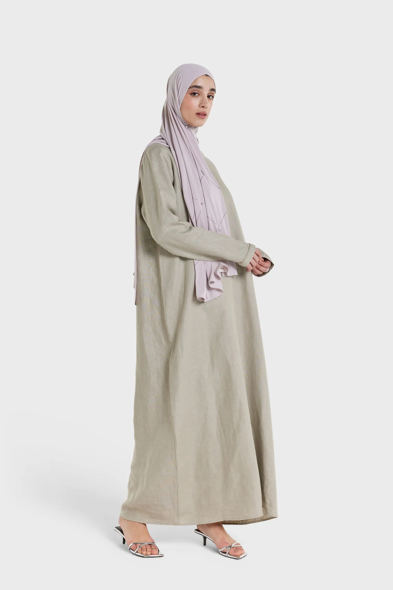 Plain Linen Dress | Light Sage