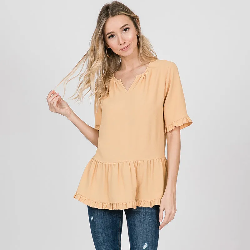 Rhiona Ruffle Blouse Lemon