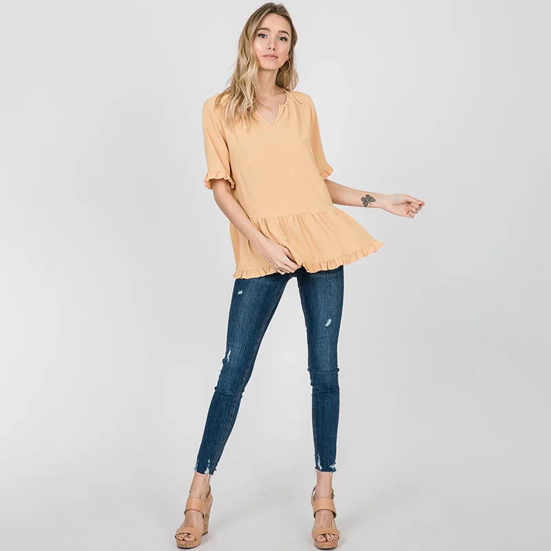 Rhiona Ruffle Blouse Lemon