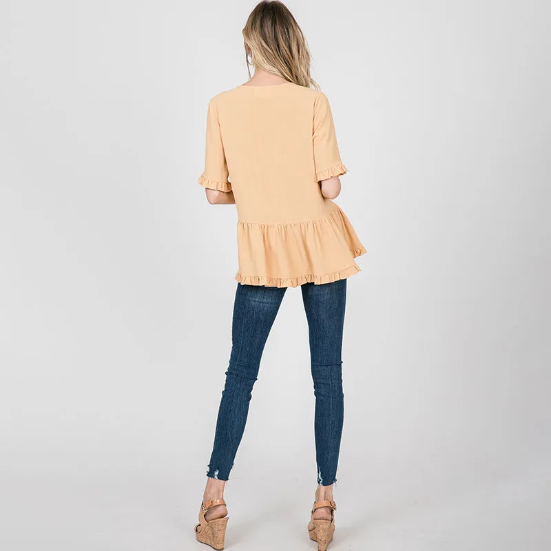 Rhiona Ruffle Blouse Lemon