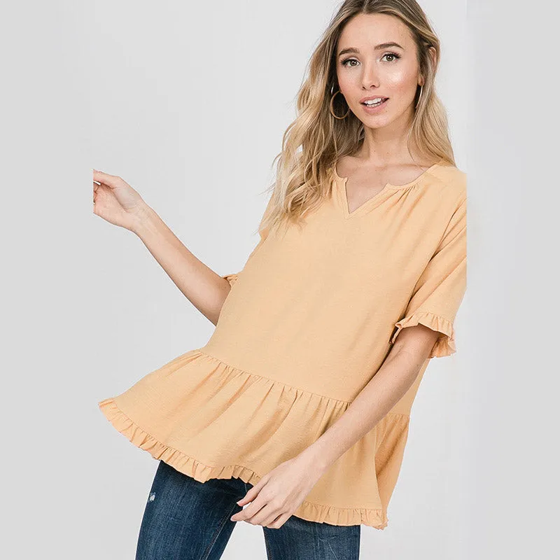 Rhiona Ruffle Blouse Lemon