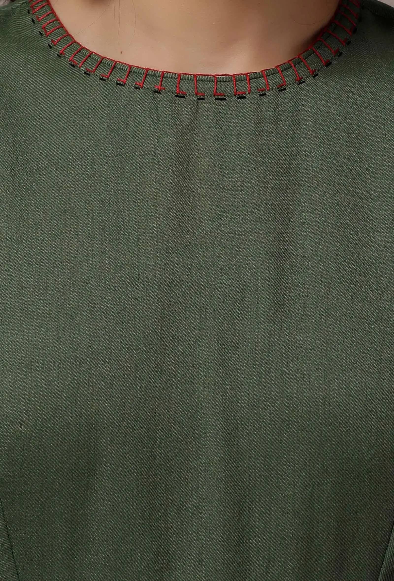 Sage Green Cashmilon Gathered Kurta