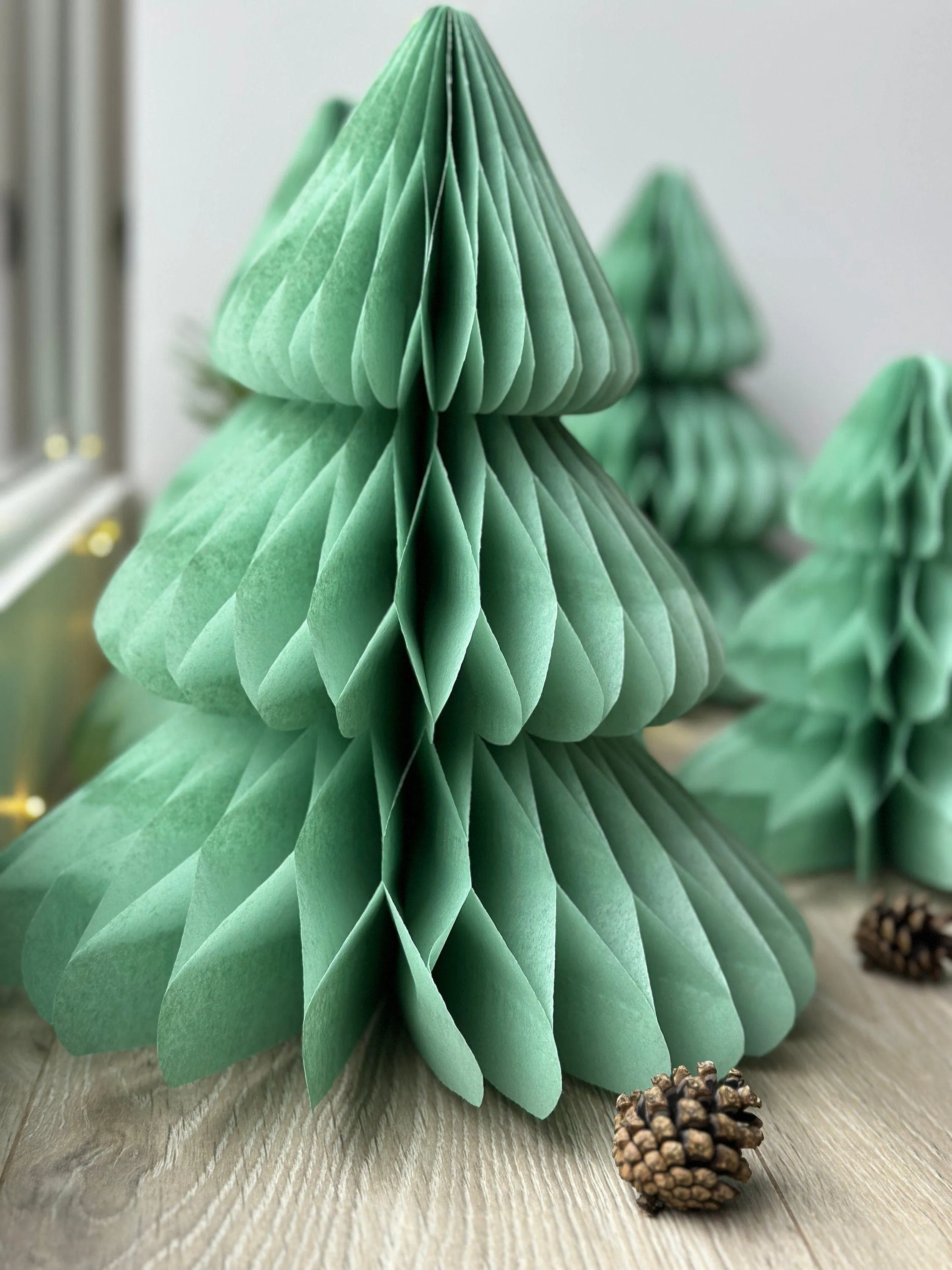 Sage green paper  honeycomb Christmas tree | Dusty green Honeycomb Christmas tree | Festive home decor | Xmas table centrepiece