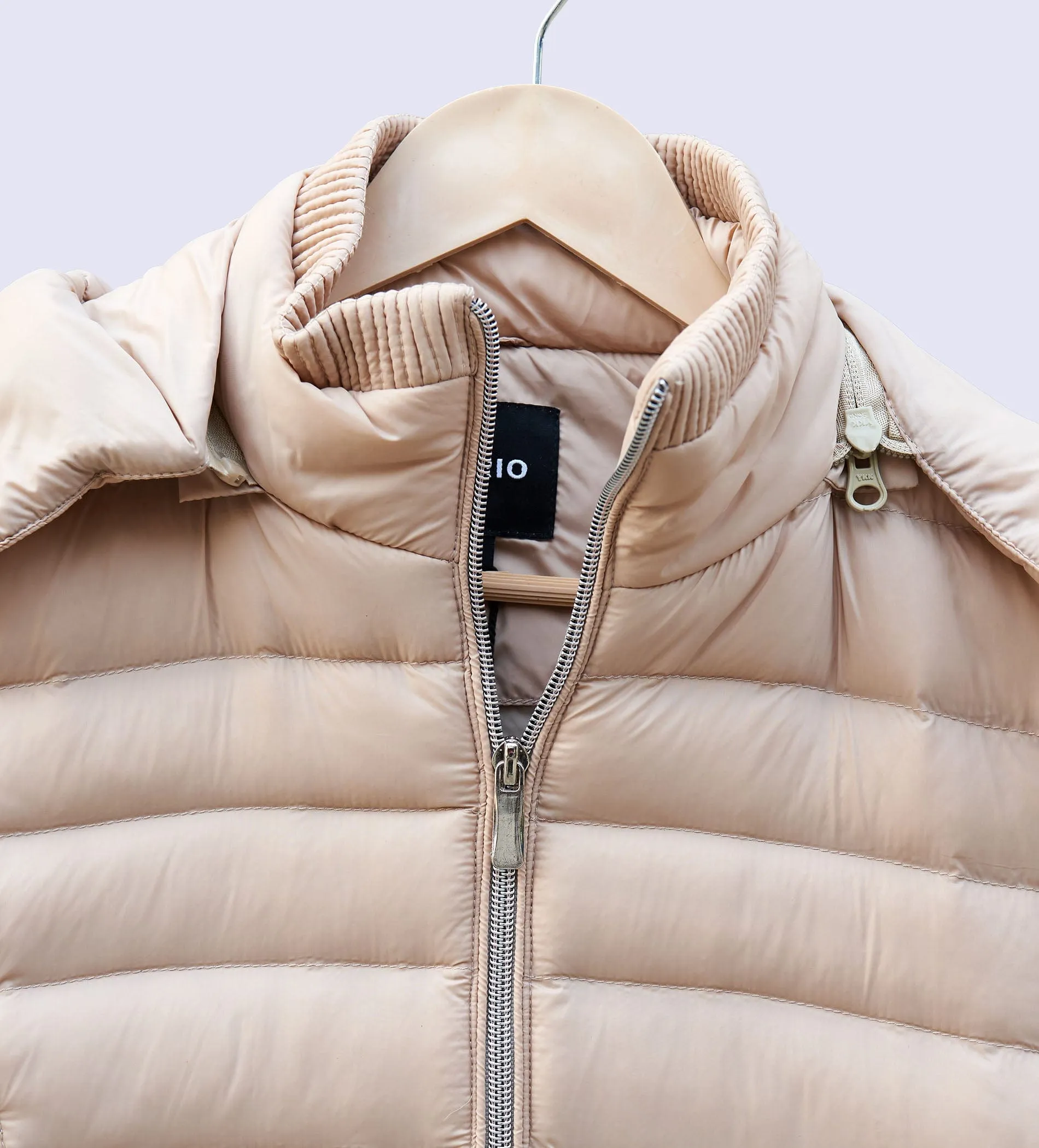 Sleek Sleeveless Fawn Down Puffer