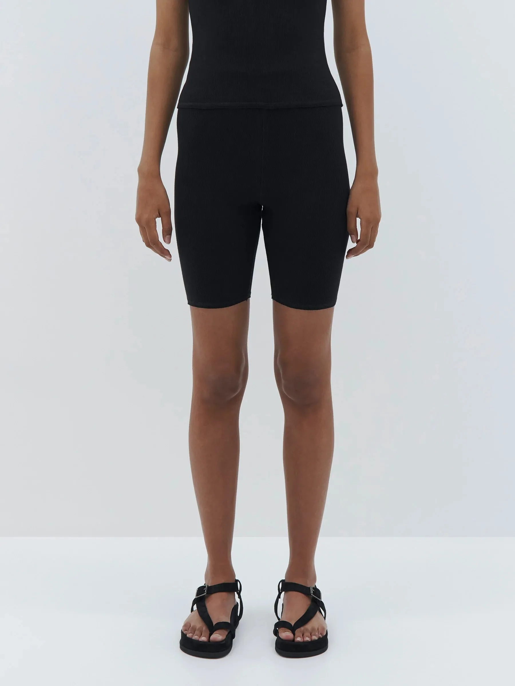 SLIM RIB BIKE SHORT - BLACK
