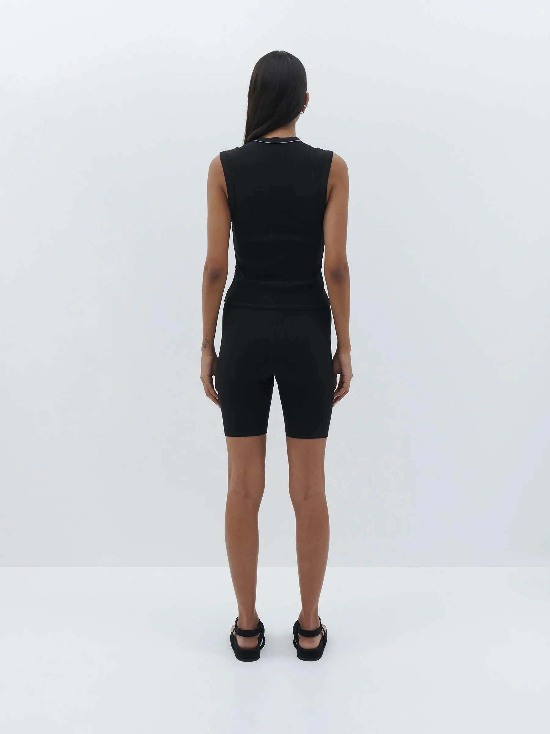 SLIM RIB BIKE SHORT - BLACK