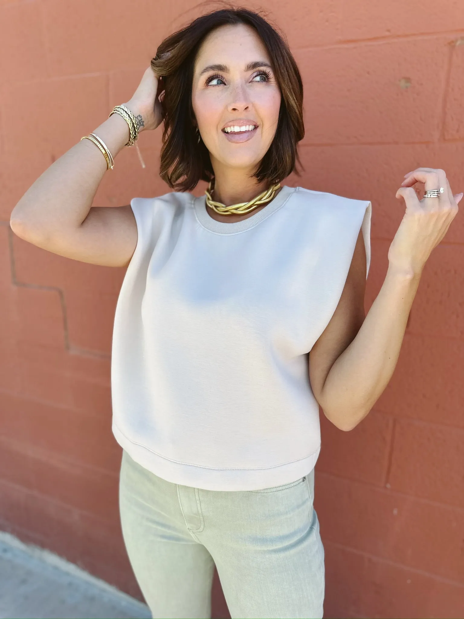 Soft Basic Sleeveless Boxy Top | Cream