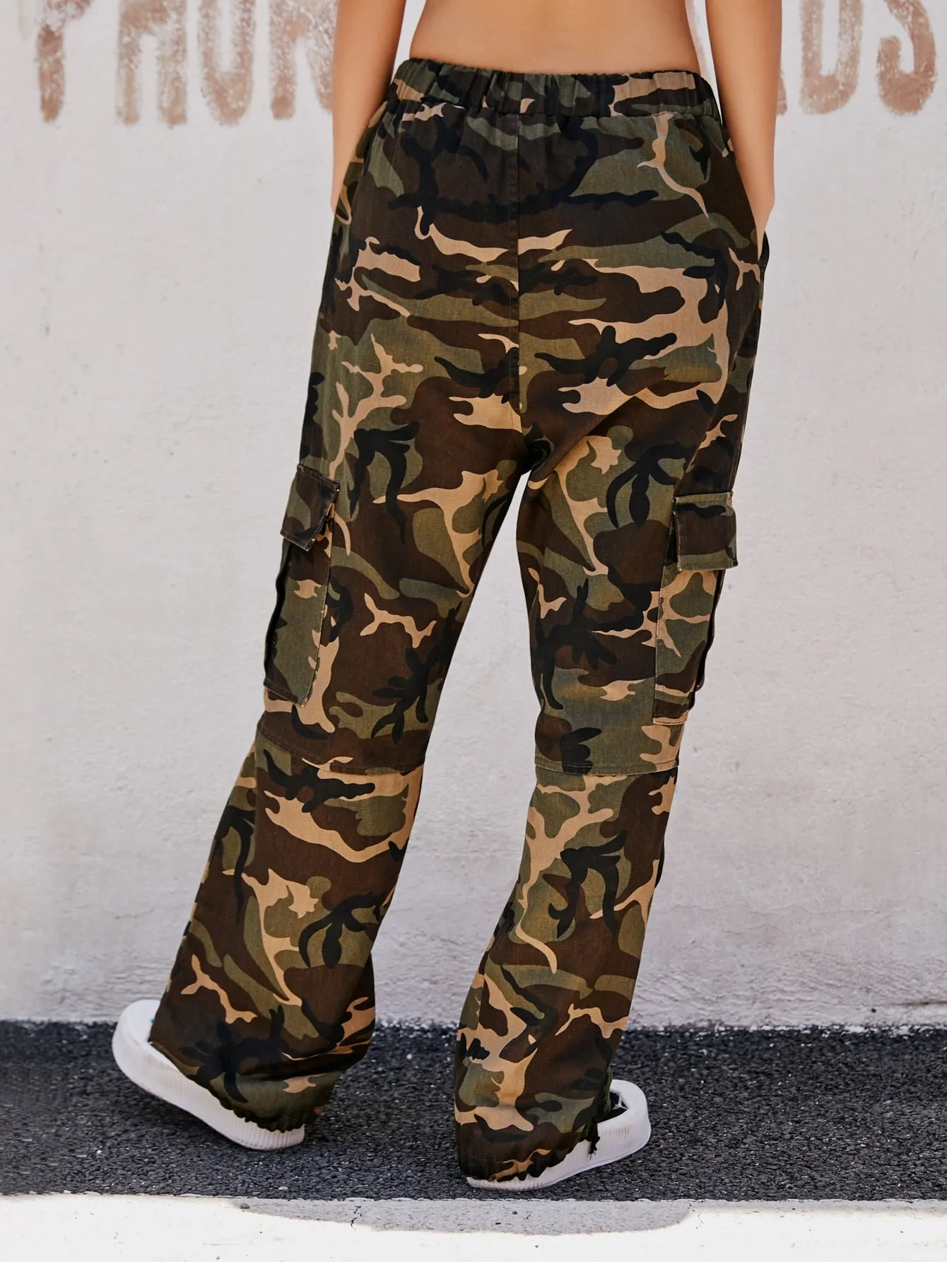 Sporty Camo Pocket Natural Long Women Pants
