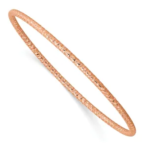 Stainless Steel Polished Textured Rose IP-plated 2mm Slip on Bangle