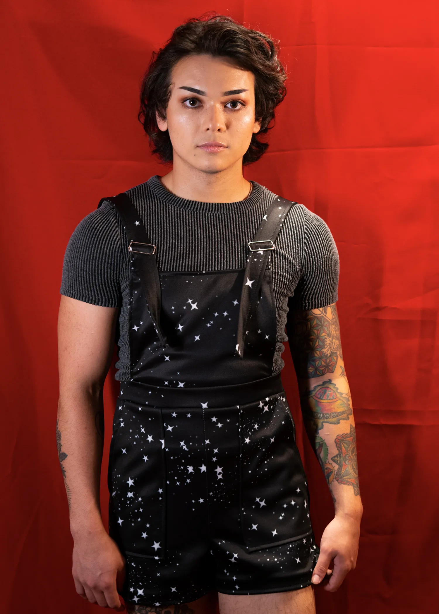 Star Print Overall Shorts