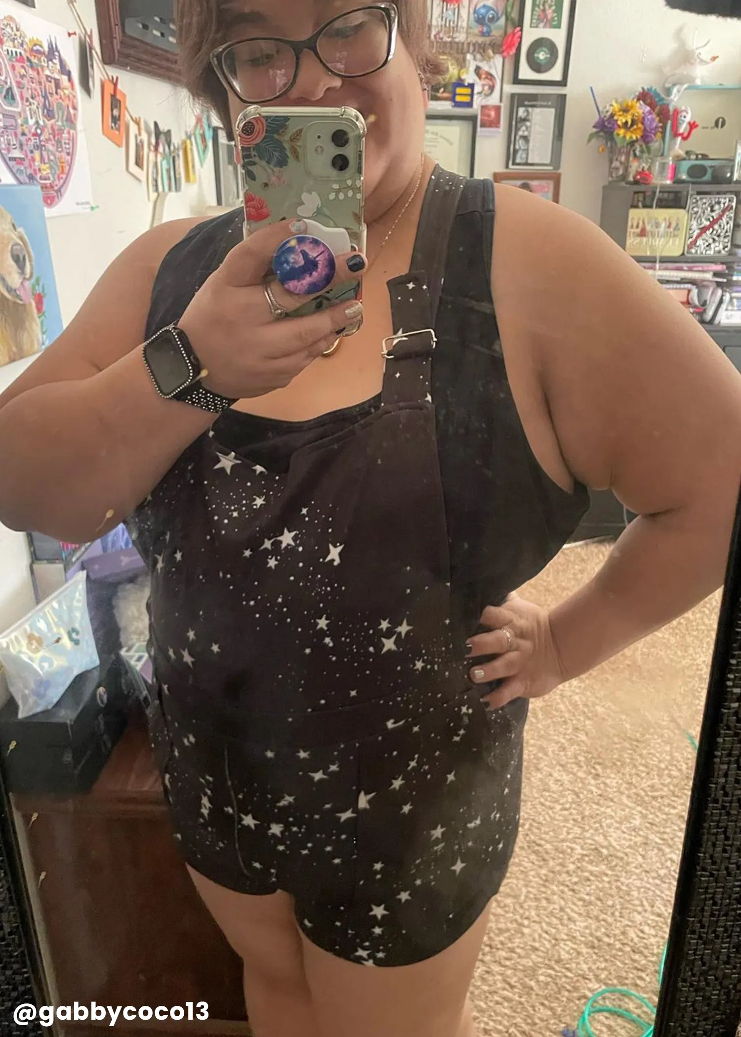 Star Print Overall Shorts