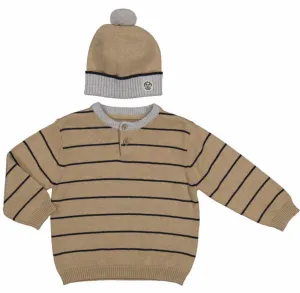 Striped Boys Sweater and Hat Set