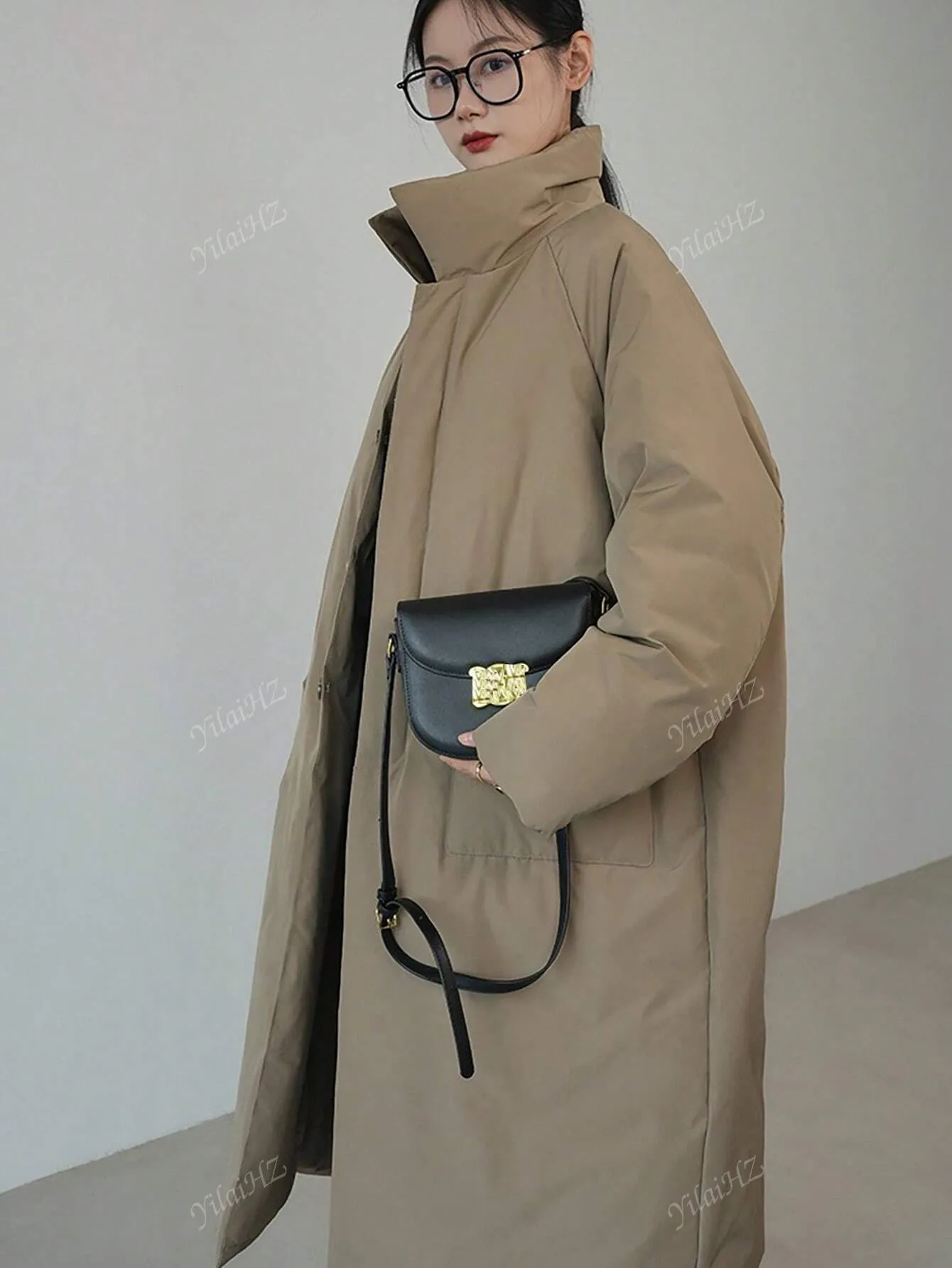 Stylish Loose Thickened Mid-Long Coat with Large Pockets for Women, Warm Jacket